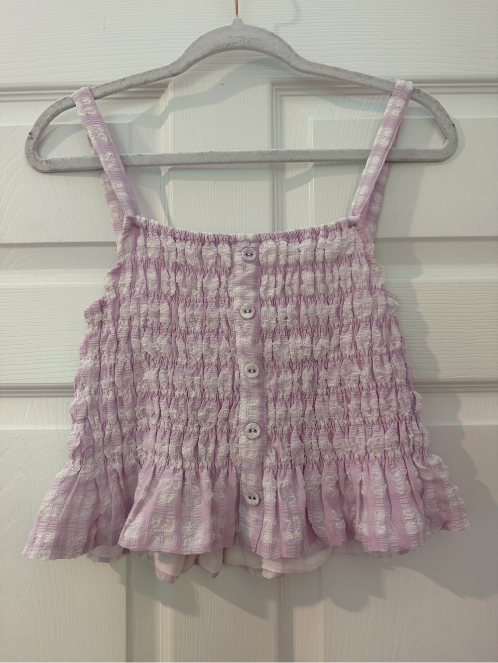 Lavender Smocked Button-Front Tank Top Size Small